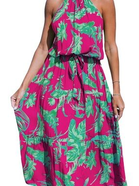 Cupshe Sleeveless Fuchsia Halter Midi Dress
